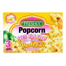 Freshly Popcorn Microwave 94% Fat Free with Natural Butter Flavor 3 Bags