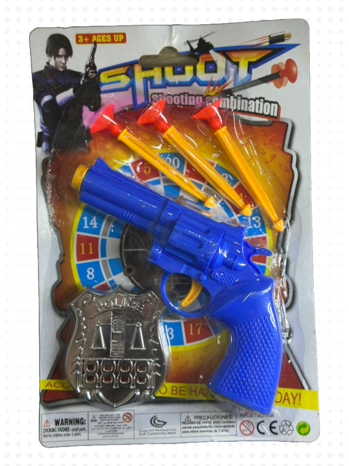 Kids Toy Revolver with Foam Darts and Police Badge - Safe Shooting Game