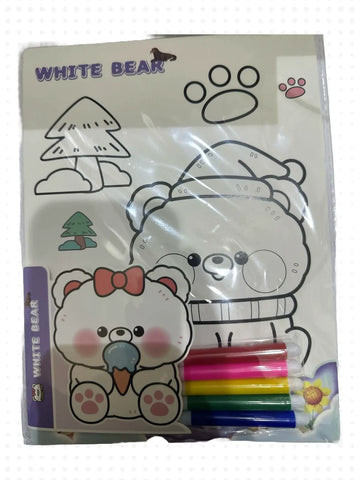 White Bear Coloring Set for Kids, Markers Included, Cute Animal Art Kit - Riyal and more
