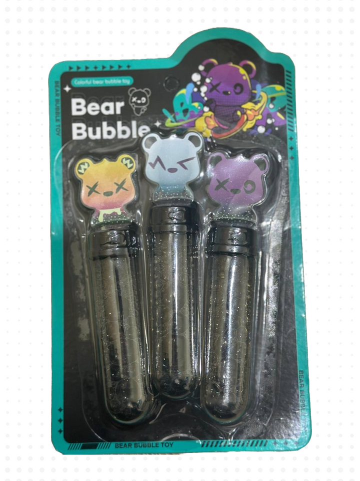 Bear Bubble Wands - Set of 3 Colorful Bear Bubble Blowers for Kids