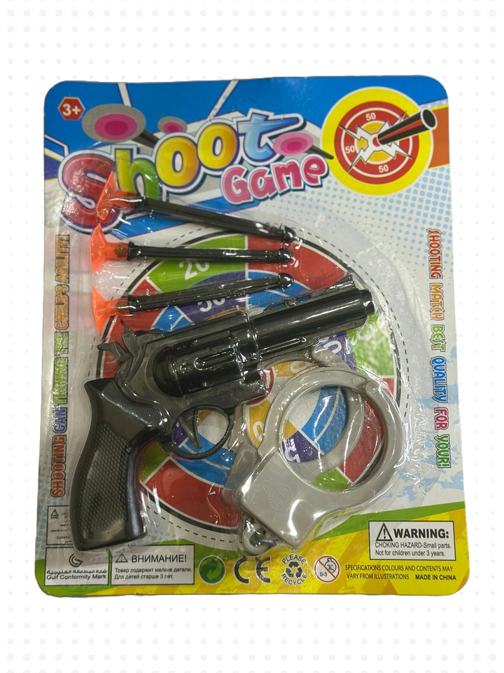 Toy Revolver and Handcuffs with Darts - Fun Shooting Game for Children