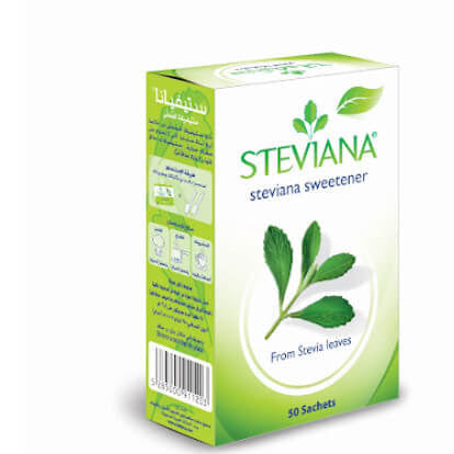 Steviana Sweetener From Stevia Leaves 50/100 Sachets Riyal and More
