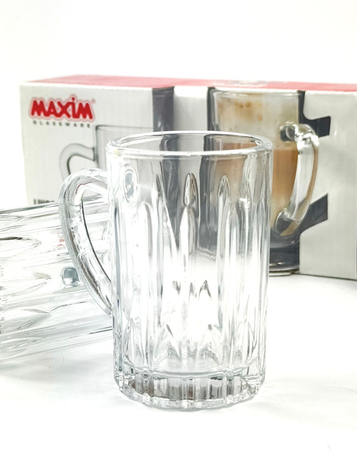 Clear Glass Coffee & Tea Mugs with Handles Set of 2