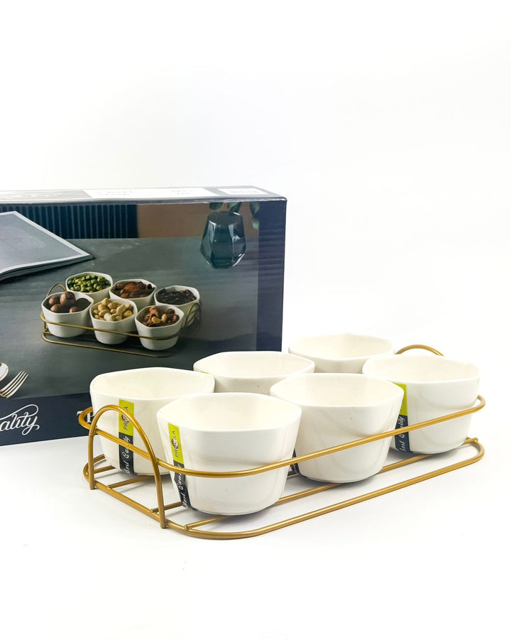 Elegant 3-inch Bowl Set with Gold-Tone Stand - Serving Set