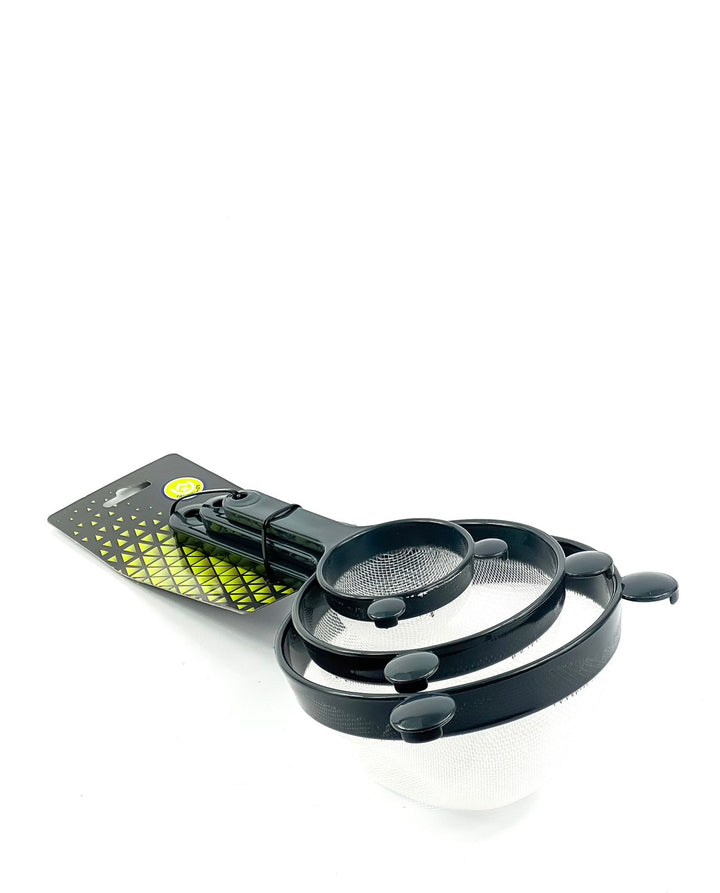 Set of 3 Black Mesh Strainers - Versatile Kitchen Sieves