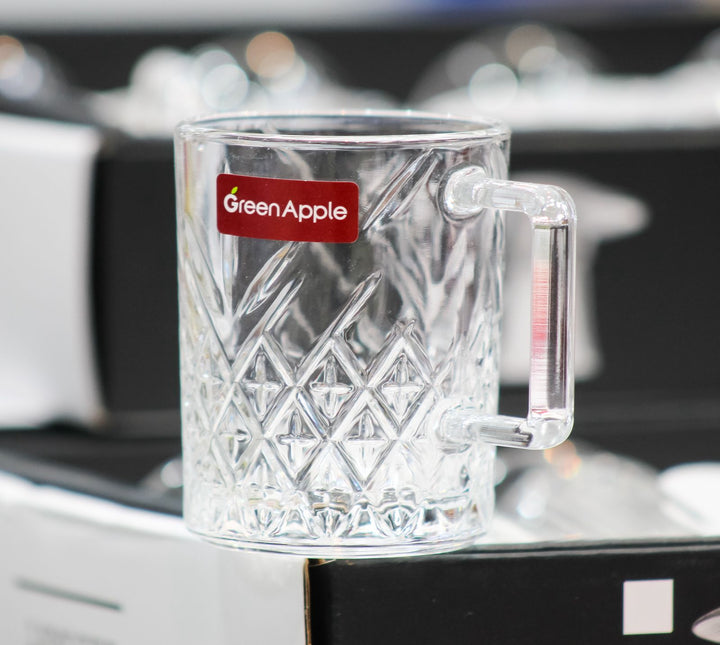 Green Apple Patterned Glass Mug 5 PCS
