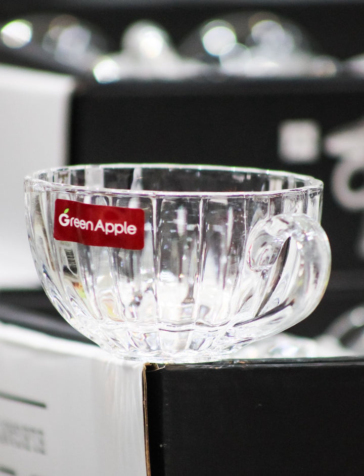 Green Apple Elegant Glass Teacup 5 PCS