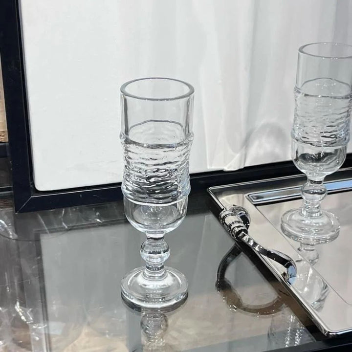 Elegant Ribbed Glass Goblet 2 PCS
