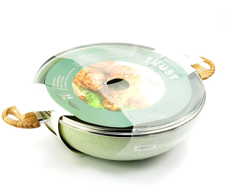Trust Wok Non-Stick Deep Fry Pan - 34cm Green