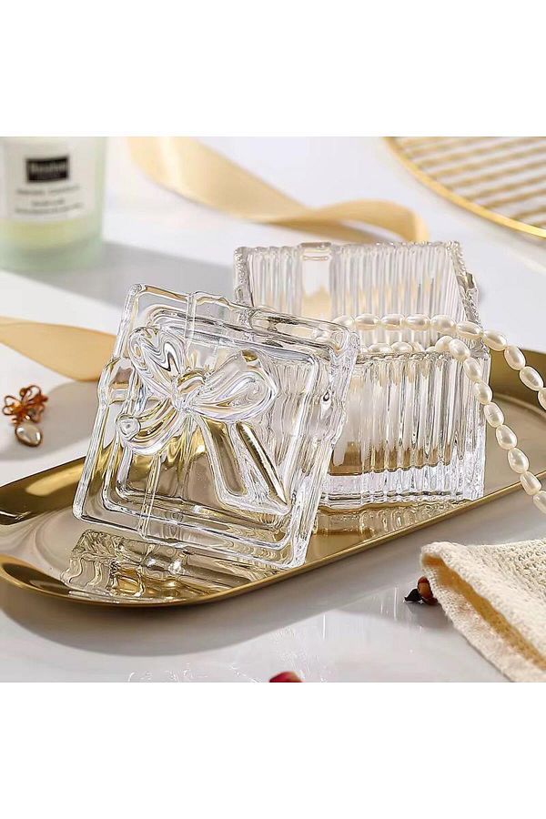 Decorative Glass Box with Lid 2 Pcs