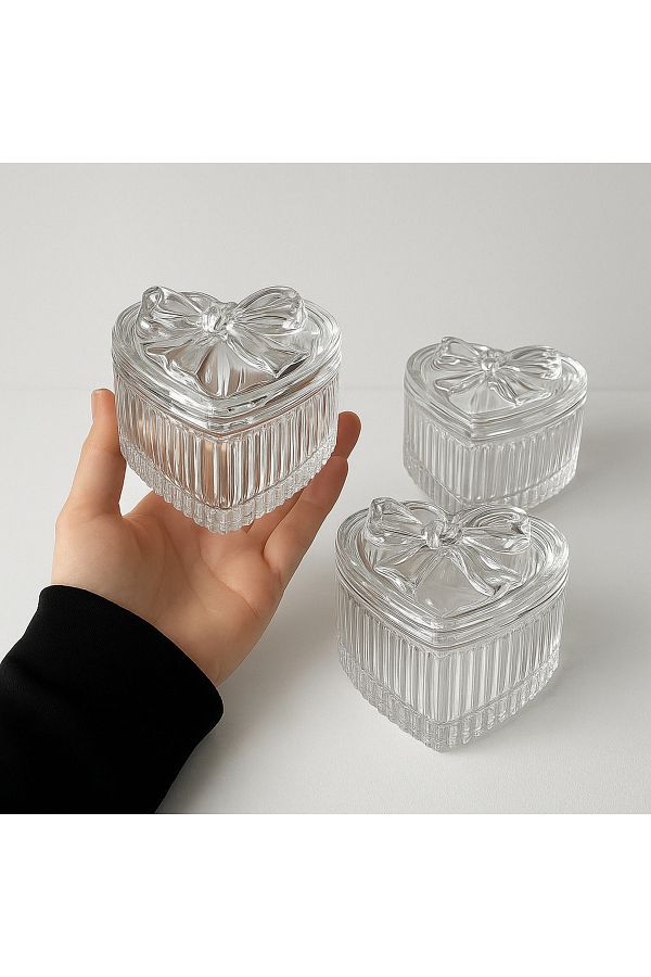 Heart-Shaped Glass Box Set - 2 Pieces Set