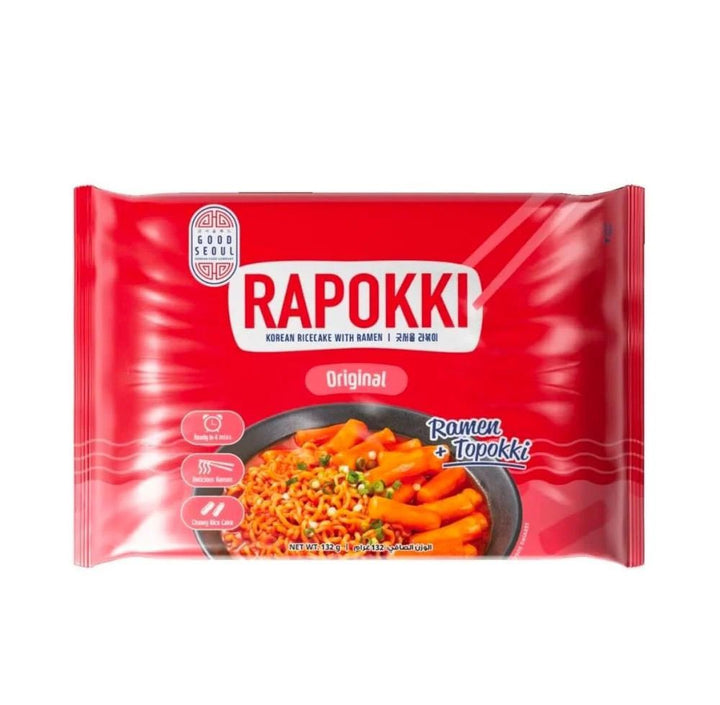 Seoul Rapokki Korean Noodles & Rice Cakes - Carbonara, Cheese & Original Variety Pack