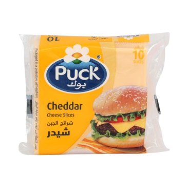 Puck Cheddar Flavored Slices Processed Cheese Analouge 10 Slices 200g