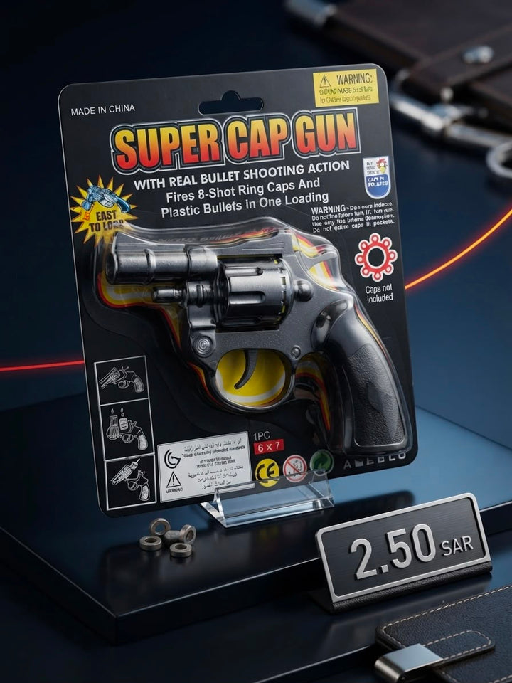 Super Cap Gun Toy Revolver – 8 Shot Ring Caps Pretend Play Pistol
